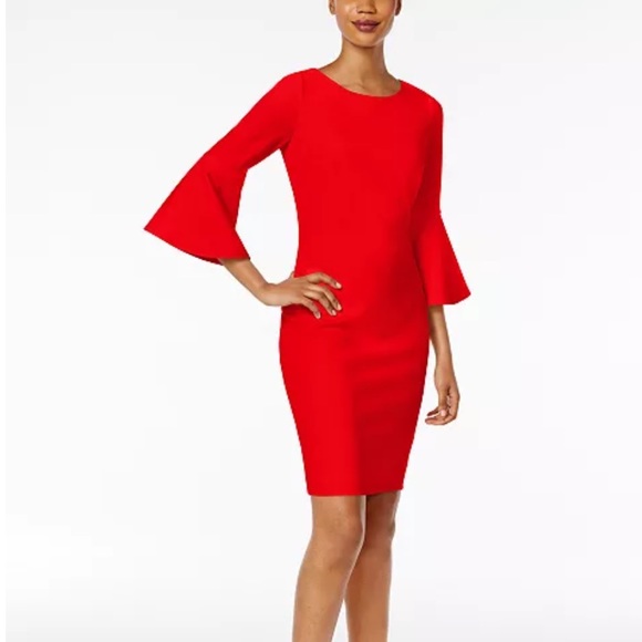 Calvin Klein Dresses & Skirts - Calvin Klein Women’s 3/4 Bell Sleeve Boat Neck Sheath Dress Sz 4